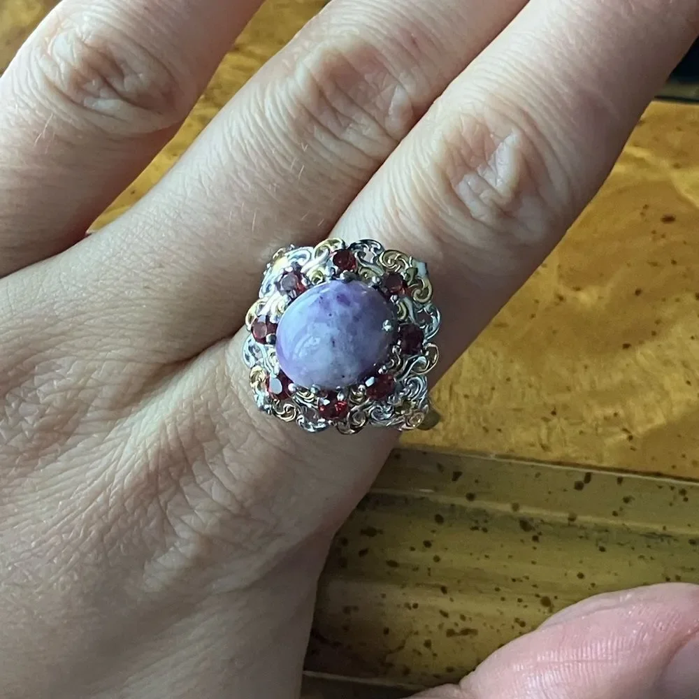 Utah Tiffany Red Garnet Sterling Silver Ring Size 9